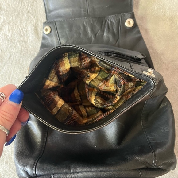 Derek Alexander Black & Brown Leather Sling Backpack Shoulder Bag Purse - Picture 8 of 16